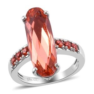 SWAROVSKI Padparasha Crystal Ring. Size 7